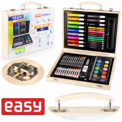 Easy zestaw artystyczny 68 elementów w drewnianej walizce ART SET-68