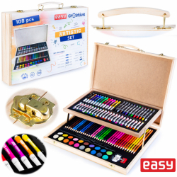 Easy zestaw artystyczny 108 elementów w drewnianej walizce ART SET-108