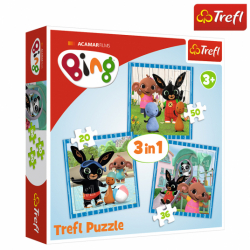 Trefl Puzzle 3w1 50, 36, 20 el. Bing zabawy z przyjaciółmi 34851