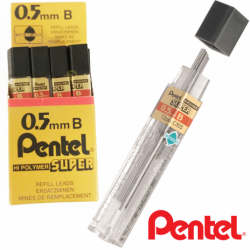 Pentel grafity ołówkowe B 0,5mm 12szt.