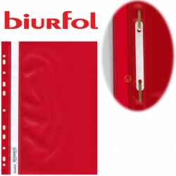 Skoroszyt A4 wpinany miękki czerwony Biurfol