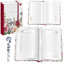 Kalendarz 2023 książkowy planer dzienny A5 Mat+UV Flowers Interdruk