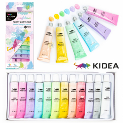 Farby do malowania akrylowe 12 kolorów pastelowych Kidea