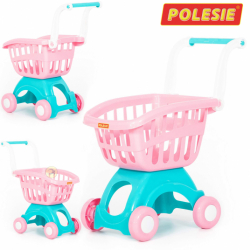 Wózek sklepowy marketowy zakupowy różowo - turkusowy Polesie