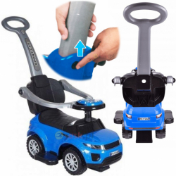 Jeździk 3w1 pchacz chodzik samochód niebieski dla dzieci z rączką i dźwiękiem 
