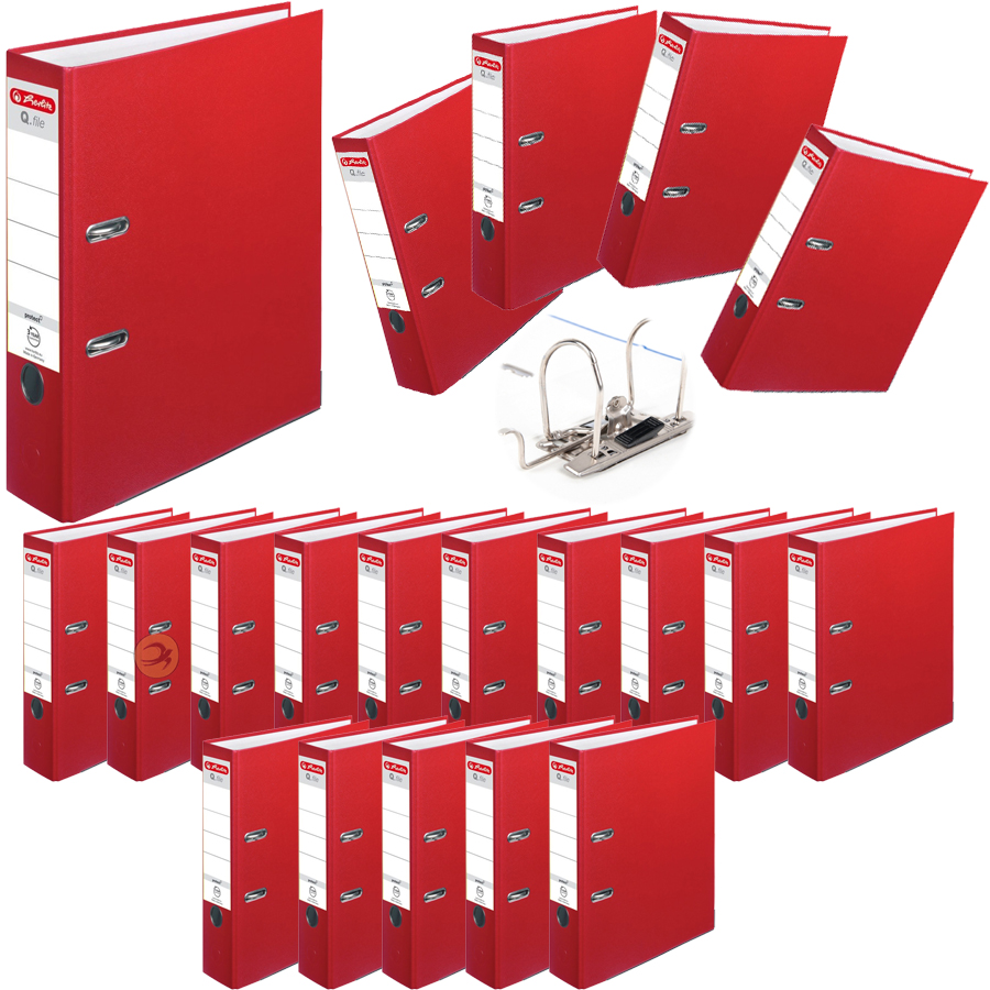Segregator zestaw 20 sztuk Q.File A4 8cm czerwony Herlitz 