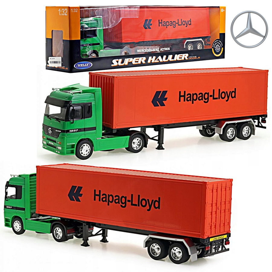 Miniatura Mercedes Benz Actros 4x2 Com Carreta 1/32 - Welly